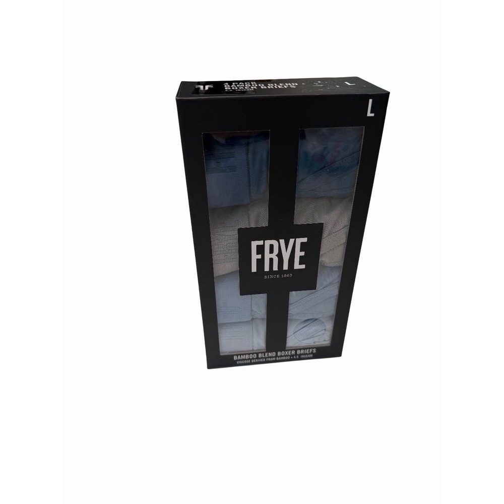 FRYE BAMBOO BLEND BOXER BRIEFS - 4 PACK - LARGE L - BRAND NEW NIB - BLUE TONES